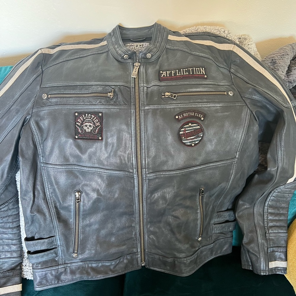 Affliction leather motorcycle jacket XL - NWT